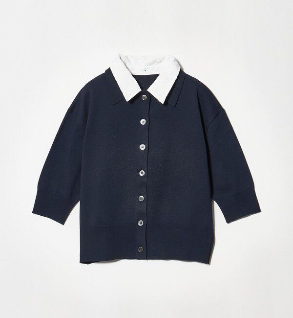 UNITED ARROWS green label relaxing「2WAY レース ポロ襟 5分袖 ニット カーディガン」|カーディガン|