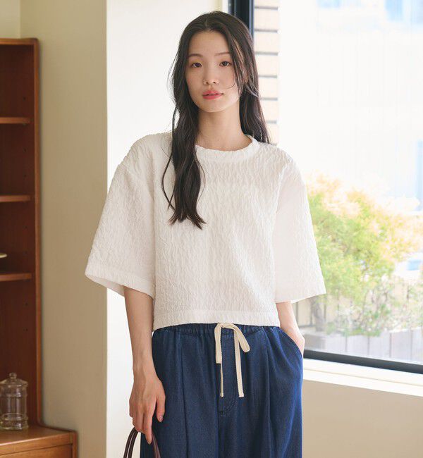 BEAUTY&YOUTH UNITED ARROWS「ジャガード クルーネック 6分袖 プルオーバー」|Tシャツ・カットソー|