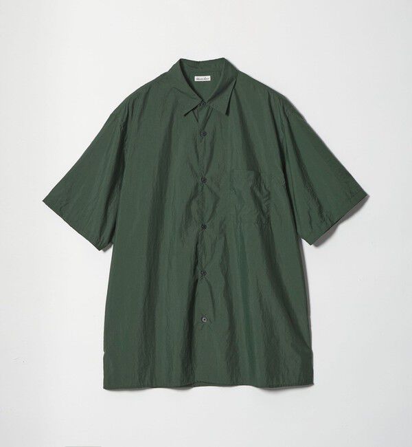 STEVEN ALAN「＜Steven Alan＞ エアリーナイロン レギュラーカラー ショートスリーブ シャツ BOX」|シャツ・ブラウス|DK.GREEN