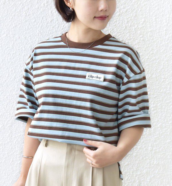 SHIPS for women「【WEB限定】マルチ ボーダー 5分袖 TEE」|Tシャツ・カットソー|