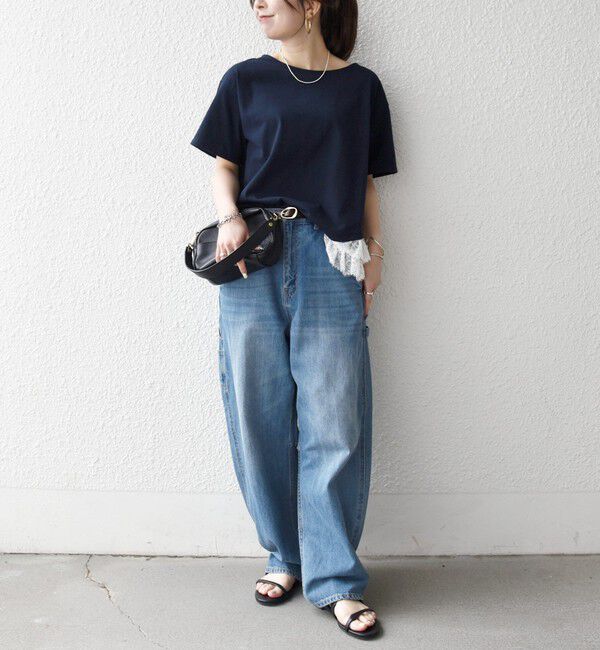 SHIPS any「SHIPS any:〈洗濯機可能〉レース ヘム アシンメトリー ショートスリーブ TEE」|Tシャツ・カットソー|