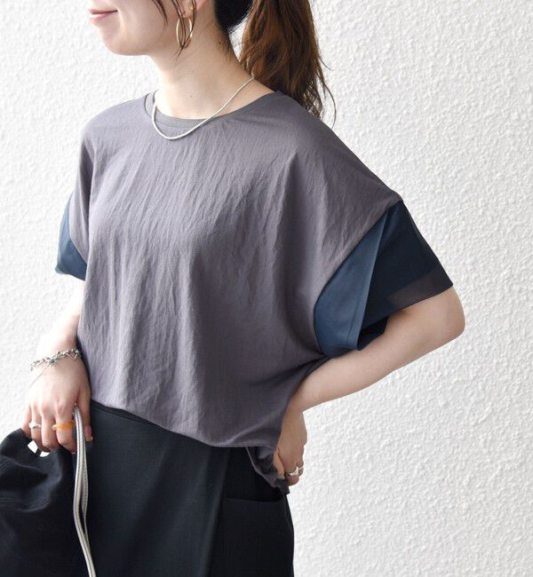 SHIPS any「SHIPS any:〈手洗い可能〉カノコ チュール コンビ ワイド TEE」|Tシャツ・カットソー|