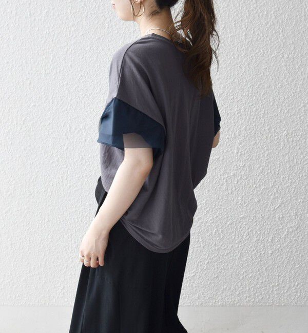 SHIPS any「SHIPS any:〈手洗い可能〉カノコ チュール コンビ ワイド TEE」|Tシャツ・カットソー|