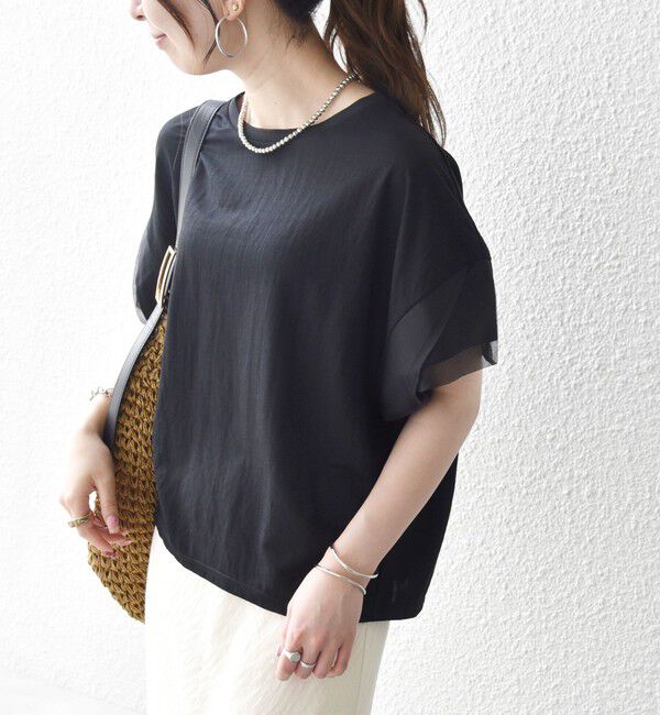 SHIPS any「SHIPS any:〈手洗い可能〉カノコ チュール コンビ ワイド TEE」|Tシャツ・カットソー|
