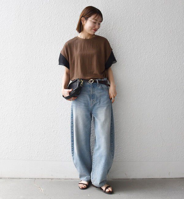 SHIPS any「SHIPS any:〈手洗い可能〉カノコ チュール コンビ ワイド TEE」|Tシャツ・カットソー|