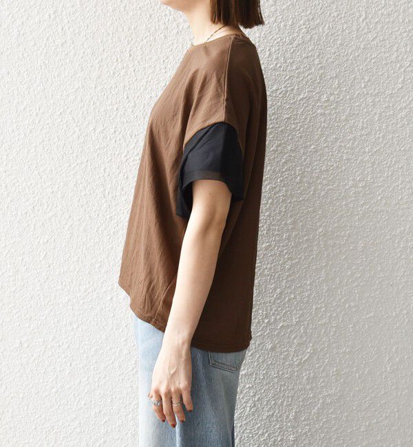 SHIPS any「SHIPS any:〈手洗い可能〉カノコ チュール コンビ ワイド TEE」|Tシャツ・カットソー|