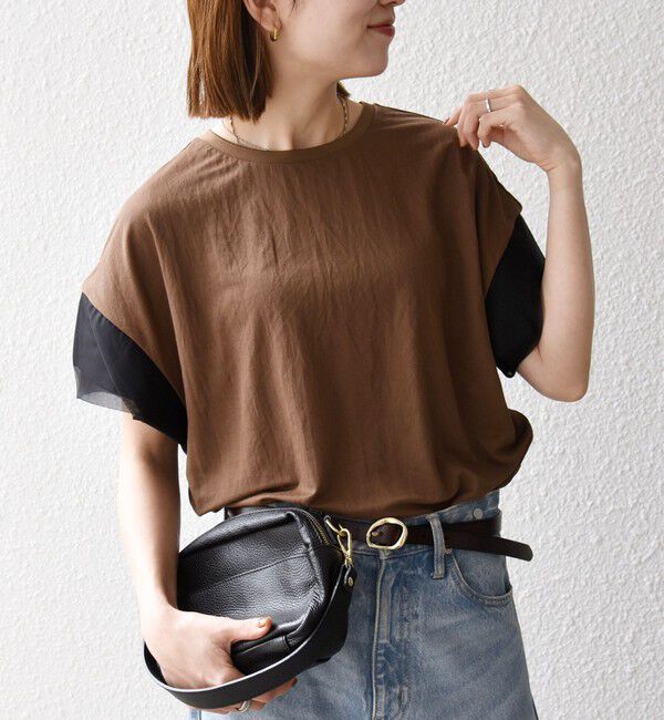 SHIPS any「SHIPS any:〈手洗い可能〉カノコ チュール コンビ ワイド TEE」|Tシャツ・カットソー|