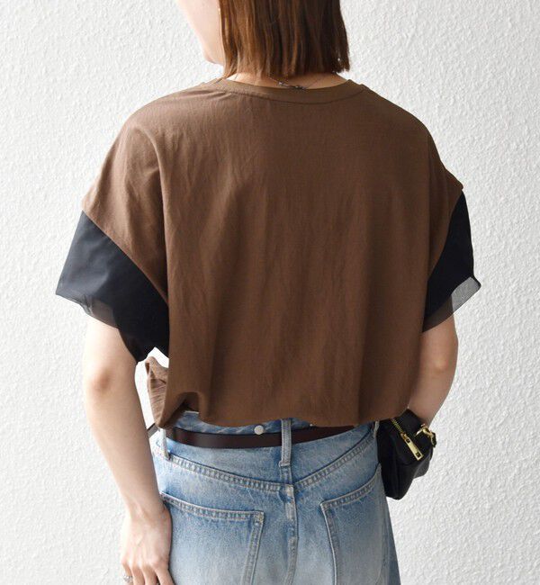 SHIPS any「SHIPS any:〈手洗い可能〉カノコ チュール コンビ ワイド TEE」|Tシャツ・カットソー|
