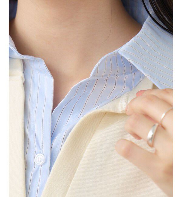VIS「ICE BEAUTY ドッキング衿ハーフスリーブプルオーバー/UVケア・接触冷感・汗染み防止」|Tシャツ・カットソー|