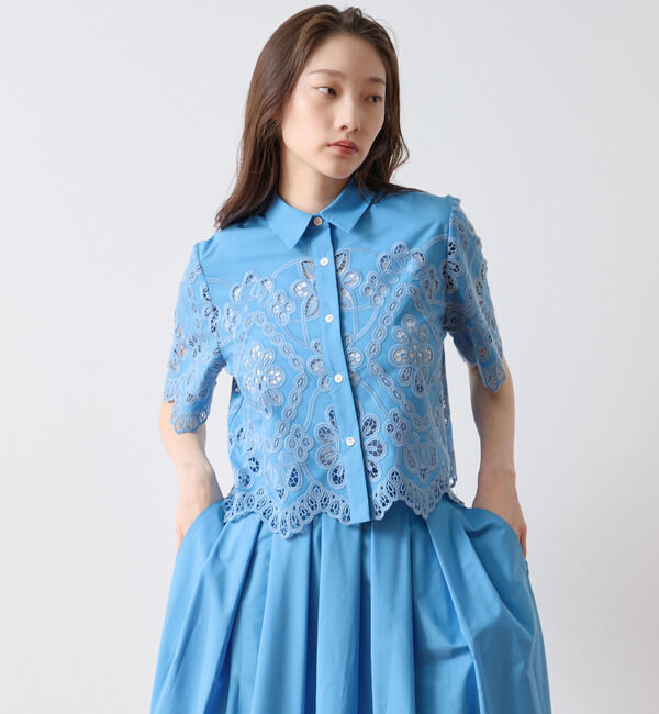 TIARA「カットワークレースショートスリーブシャツ」|シャツ・ブラウス|
