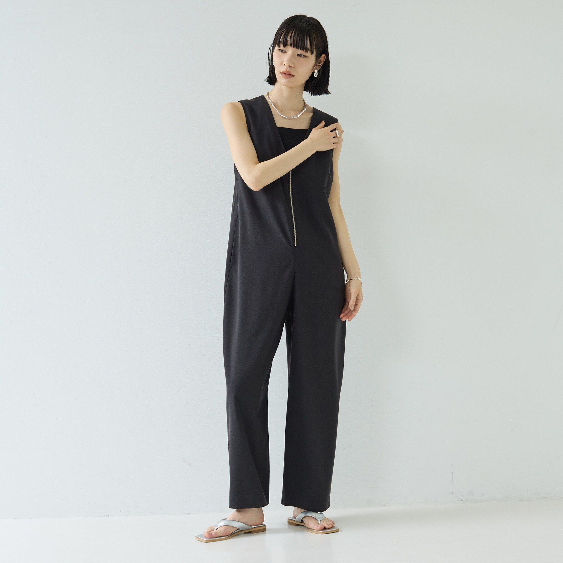GALLEST「リネン混シアーサロペット」|オールインワン|