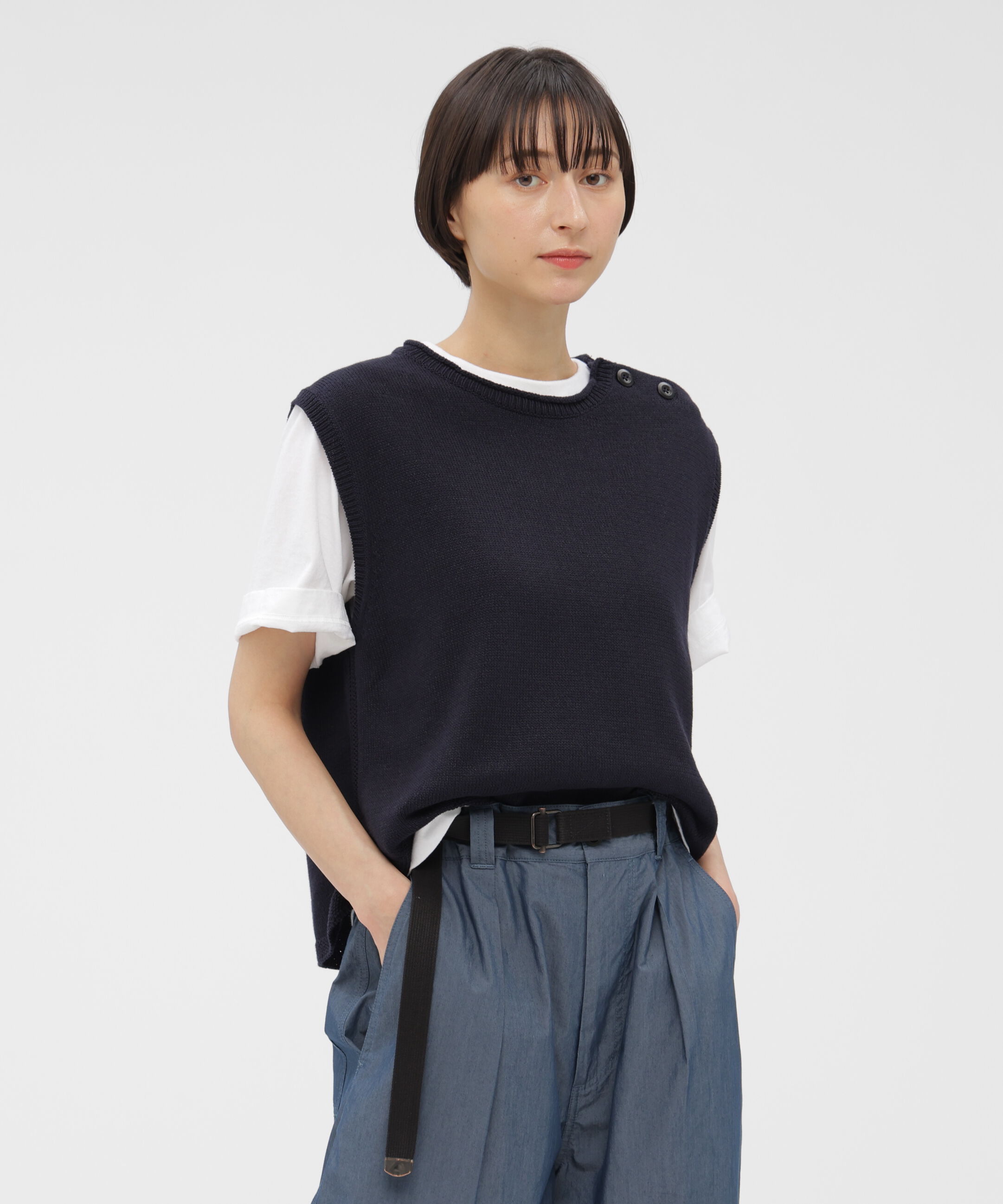 MHL.「WA-SHI COTTON KNITWEAR」|ニット・セーター|DARK NAVY1