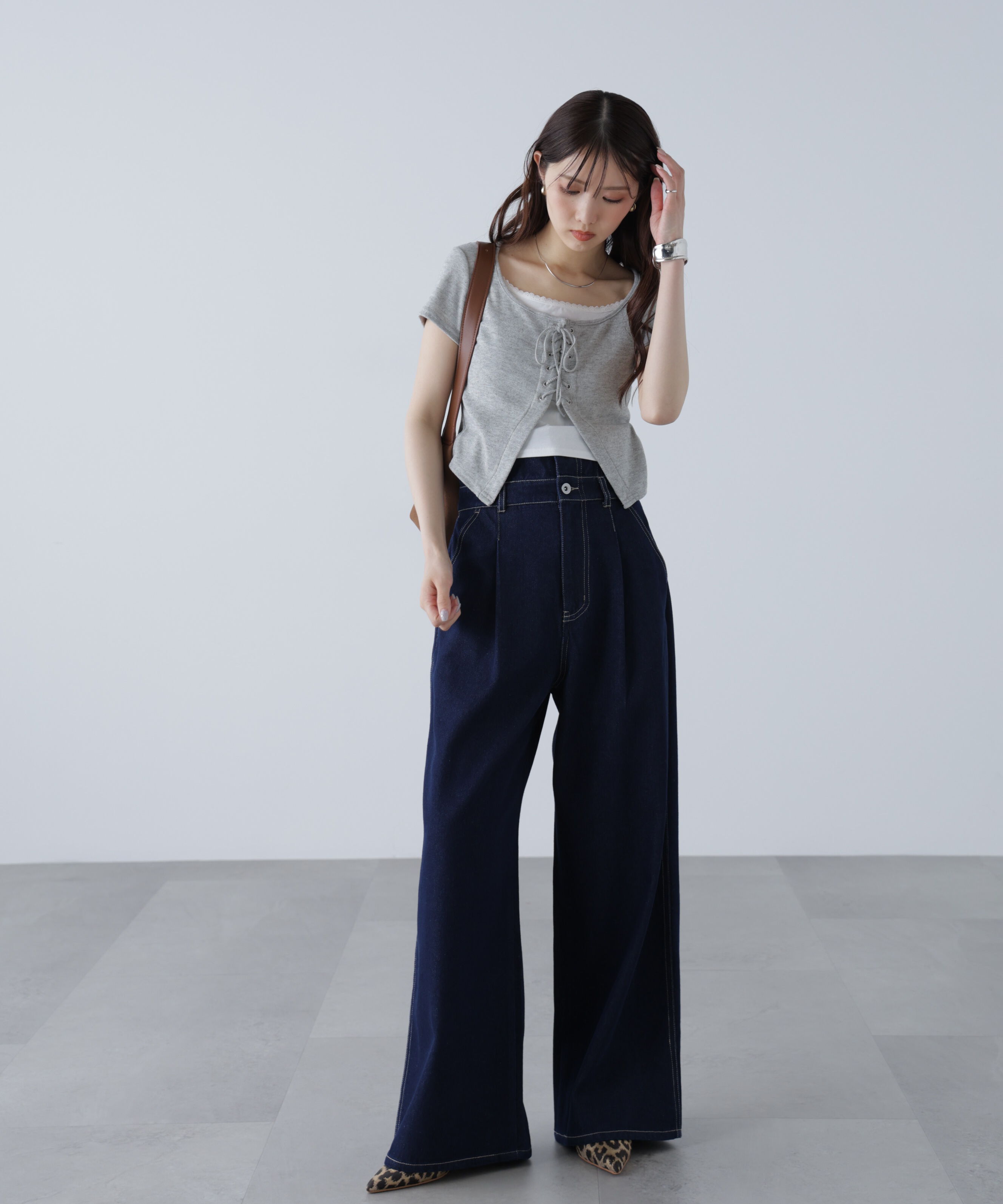  「折り返しハイウエストデニムパンツ」|その他|