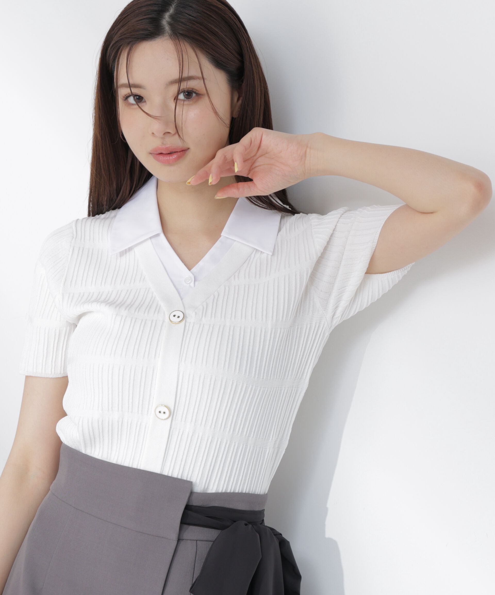 PROPORTION BODY DRESSING「変わり編み襟付きニットトップス」|ニット・セーター|