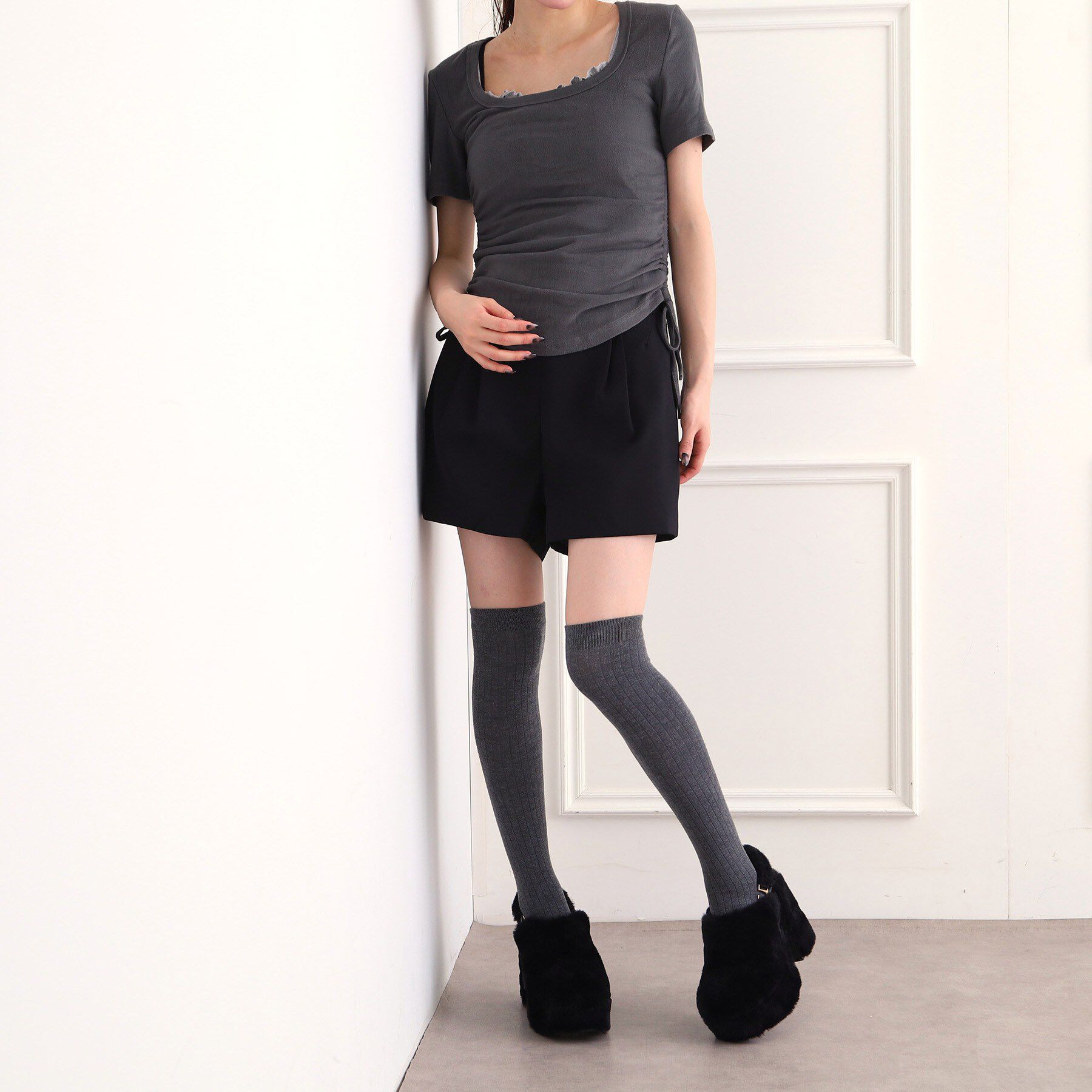 ESPERANZA「【ラク盛り／約12cm】フェイクファーサボ」|パンプス|