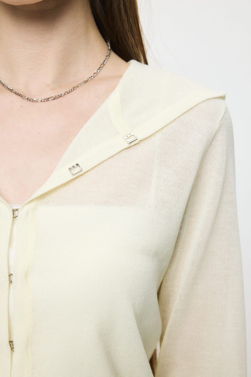 MOUSSY「SHEER HOOKEDカーディガン」|カーディガン|