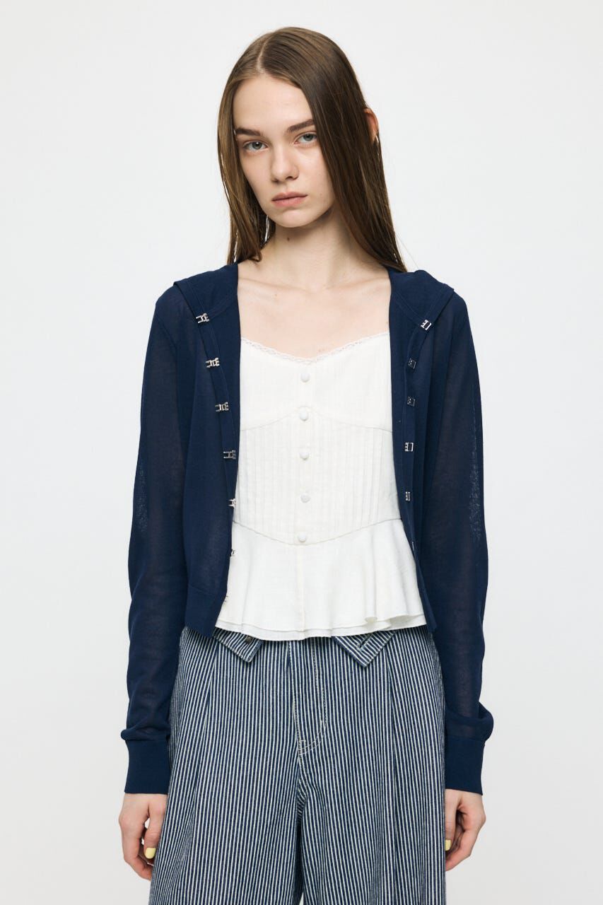 MOUSSY「SHEER HOOKEDカーディガン」|カーディガン|