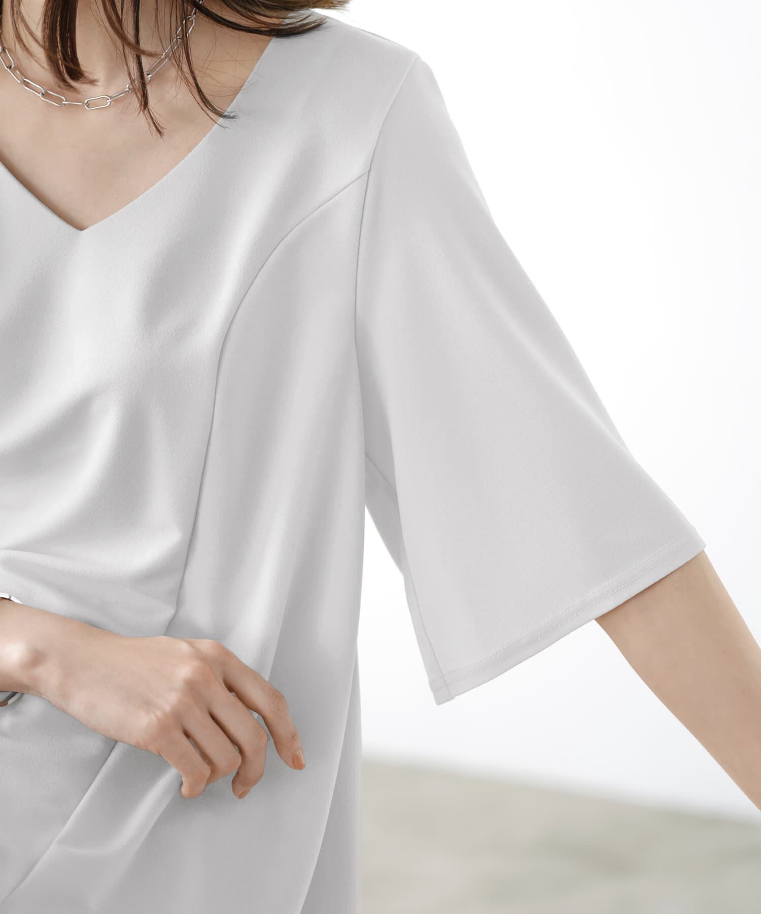 STYLE DELI「【Made in JAPAN】カットジョーゼット５分袖フレアブラウス」|シャツ・ブラウス|