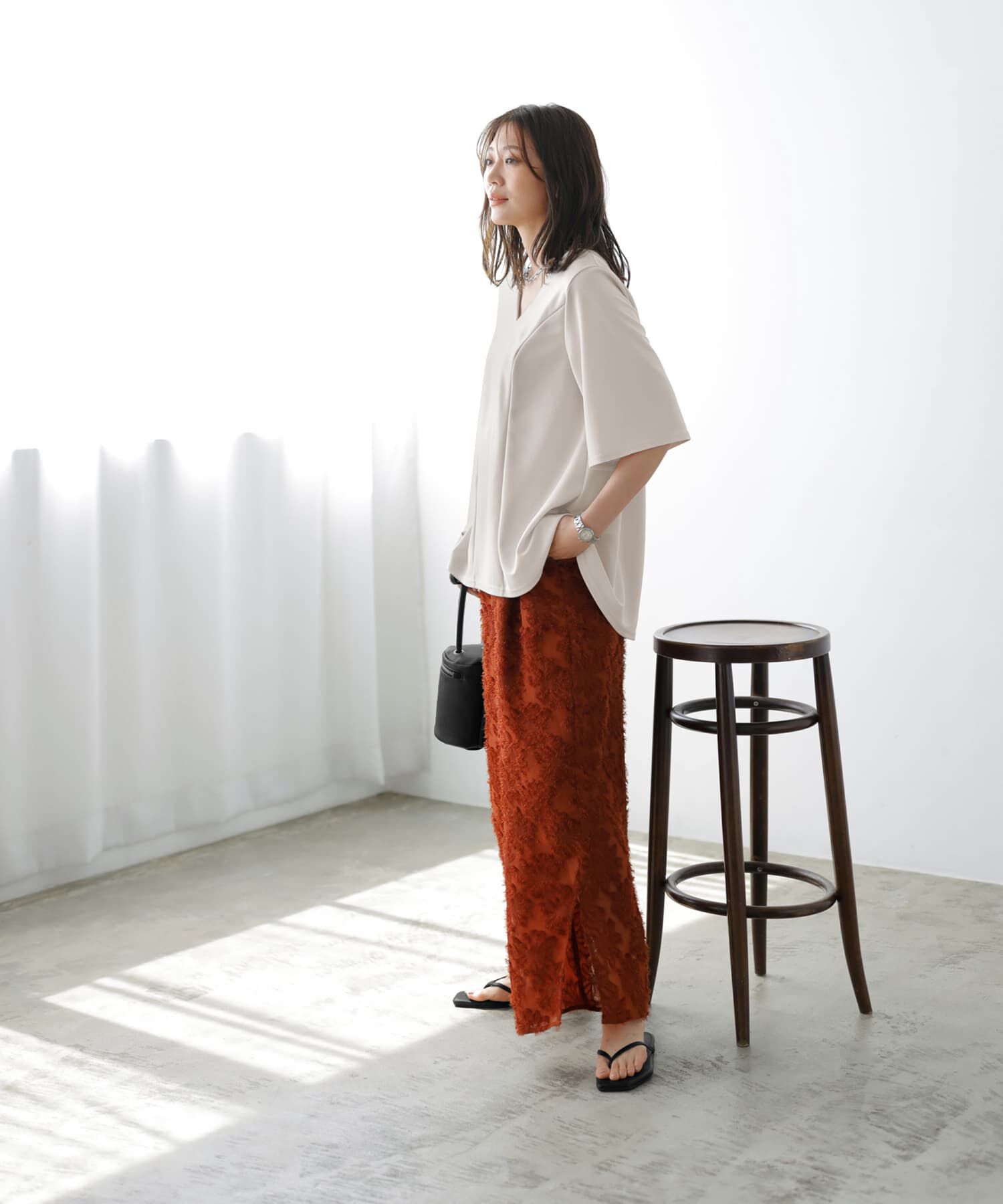 STYLE DELI「【Made in JAPAN】カットジョーゼット５分袖フレアブラウス」|シャツ・ブラウス|