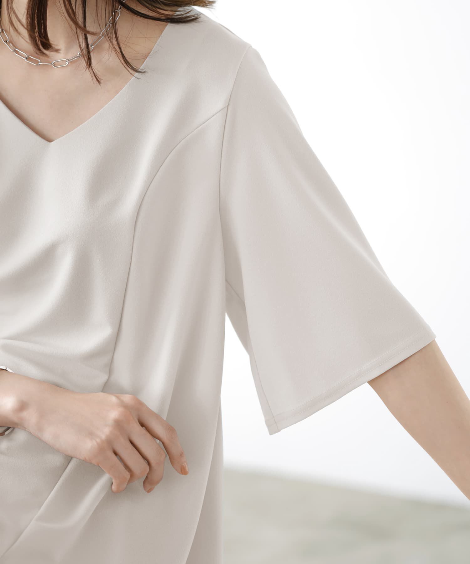 STYLE DELI「【Made in JAPAN】カットジョーゼット５分袖フレアブラウス」|シャツ・ブラウス|