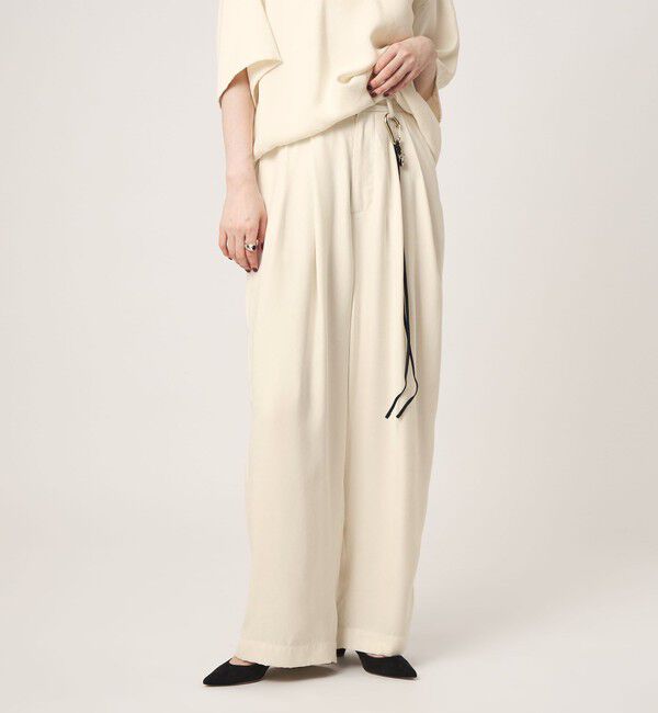 conte「＜conte＞スエードライク タックワイドパンツ WHITE」|その他|WHITE