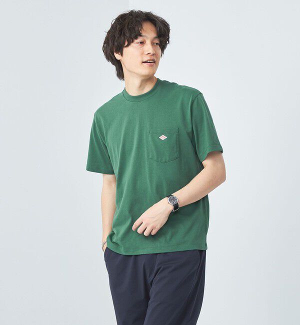 UNITED ARROWS green label relaxing「＜DANTON＞ロゴ ポケット ソリッド Tシャツ」|Tシャツ・カットソー|DK.GREEN