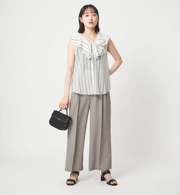 UNITED ARROWS green label relaxing「100/2 ラッフルカラー ノースリーブ ブラウス」|シャツ・ブラウス|