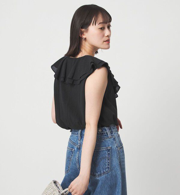 UNITED ARROWS green label relaxing「100/2 ラッフルカラー ノースリーブ ブラウス」|シャツ・ブラウス|