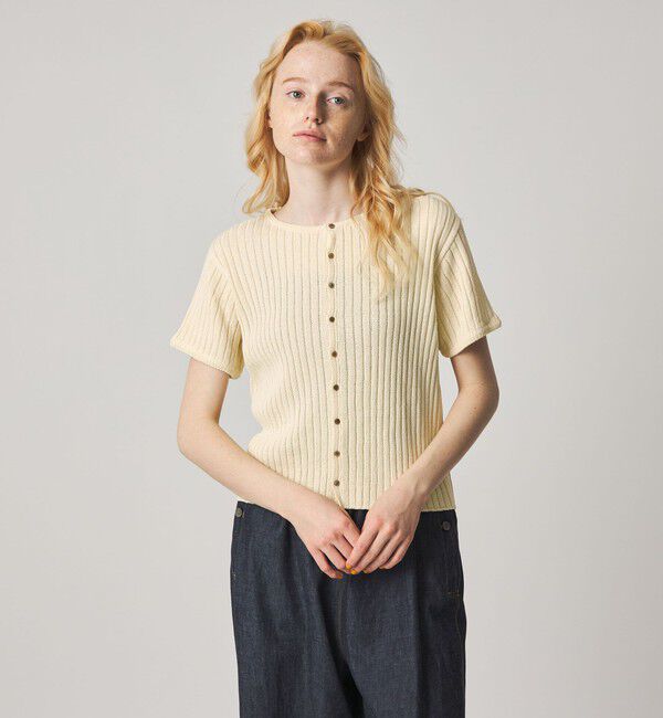 STEVEN ALAN「＜Steven Alan＞リブ ショートスリーブ カーディガン」|カーディガン|