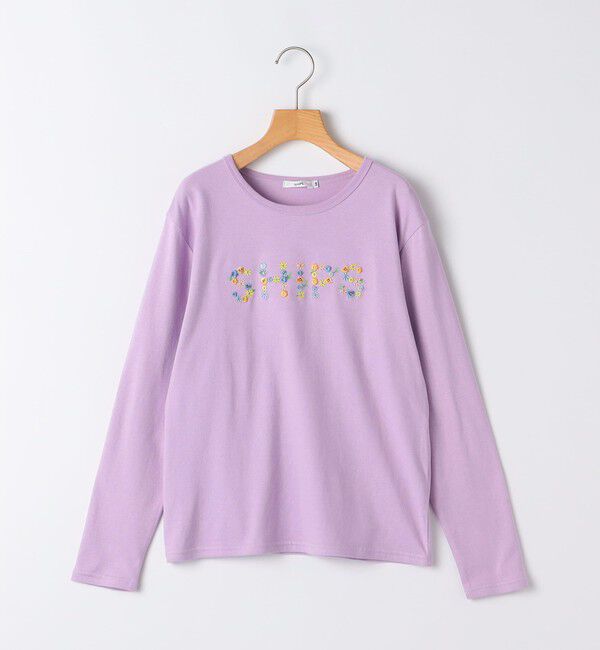 SHIPS KIDS「SHIPS KIDS:140～150cm / フラワー 刺繍 ロゴ 長袖 Tシャツ」|Tシャツ・カットソー|ラベンダー