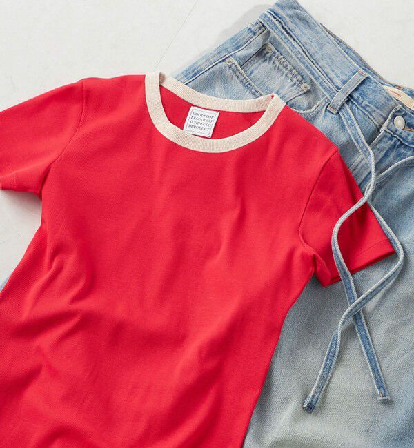 SHIPS for women「【一部SHIPS別注】GGG:〈手洗い可能〉クルーネック 半袖 TEE」|Tシャツ・カットソー|レッド