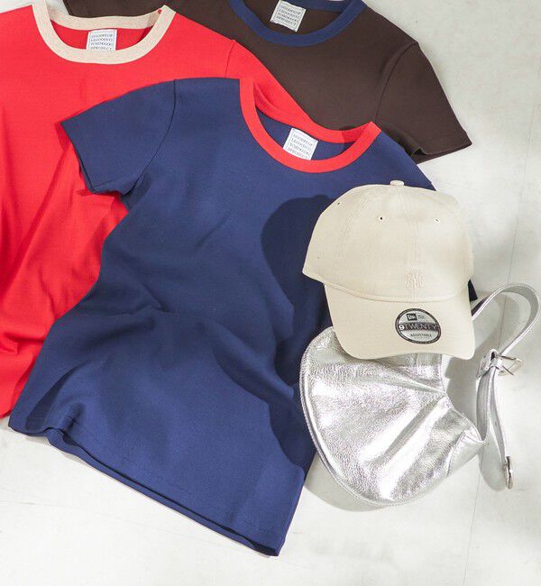 SHIPS for women「【一部SHIPS別注】GGG:〈手洗い可能〉クルーネック 半袖 TEE」|Tシャツ・カットソー|ネイビー