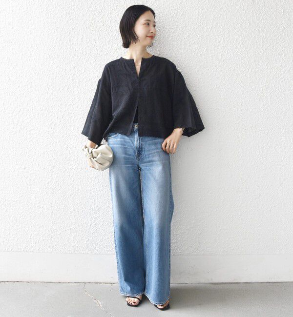 SHIPS for women「〈手洗い可能〉パッチワーク レース ショート スリーブ 羽織 ブラウス」|シャツ・ブラウス|