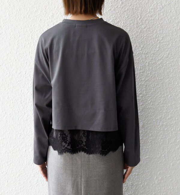 SHIPS any「《予約》SHIPS any:〈洗濯機可能〉ジップ レース ヘム ロングスリーブ TEE」|Tシャツ・カットソー|