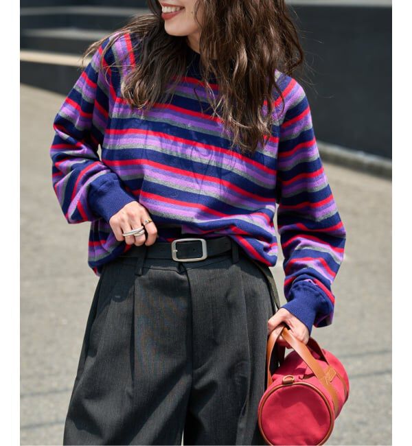 OUTDOOR PRODUCTS Usual Things「≪予約≫コットンカシミヤMIXマルチボーダーニット」|ニット・セーター|