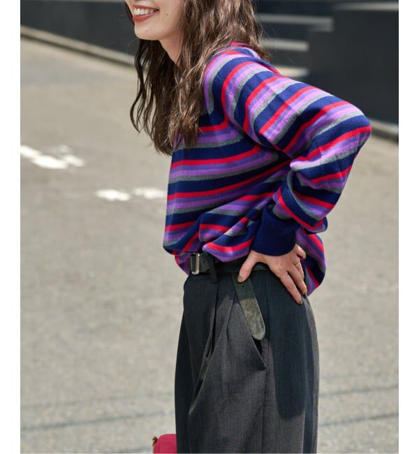 OUTDOOR PRODUCTS Usual Things「≪予約≫コットンカシミヤMIXマルチボーダーニット」|ニット・セーター|