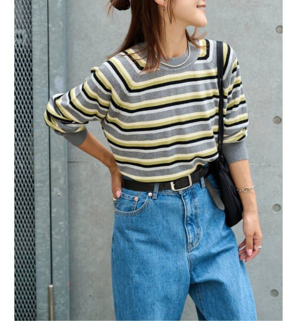 OUTDOOR PRODUCTS Usual Things「≪予約≫コットンカシミヤMIXマルチボーダーニット」|ニット・セーター|