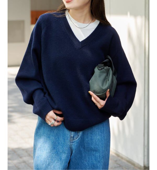 OUTDOOR PRODUCTS Usual Things「≪予約≫WOOL SIGNATURE Vネックニット」|ニット・セーター|ネイビー