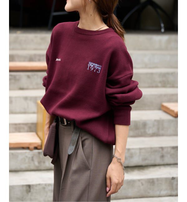 OUTDOOR PRODUCTS Usual Things「≪予約≫追加3 ロゴ刺繍スウェットライククルーネックニットプルオーバー」|ニット・セーター|