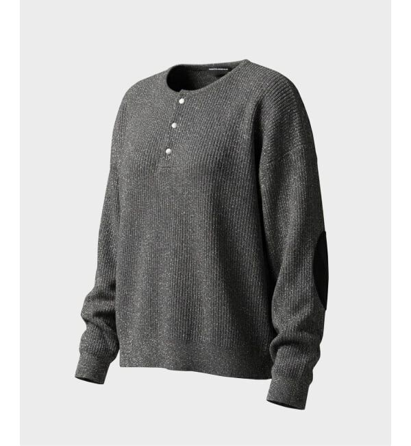 JOINT WORKS「≪予約≫NOCTO ARCHIVE/ノクト アーカイブ Elbow Patch Henley Neck Knit」|ニット・セーター|グレー