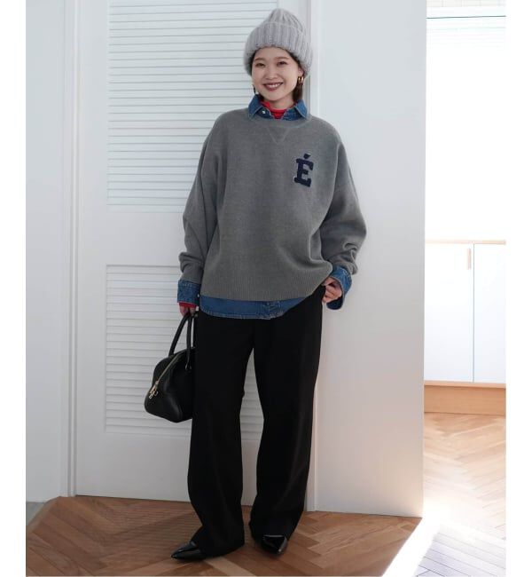 SLOBE IENA「《WEB限定カラーあり/シリーズあり/追加予約》サガラ刺繍スウェットライクニット」|ニット・セーター|