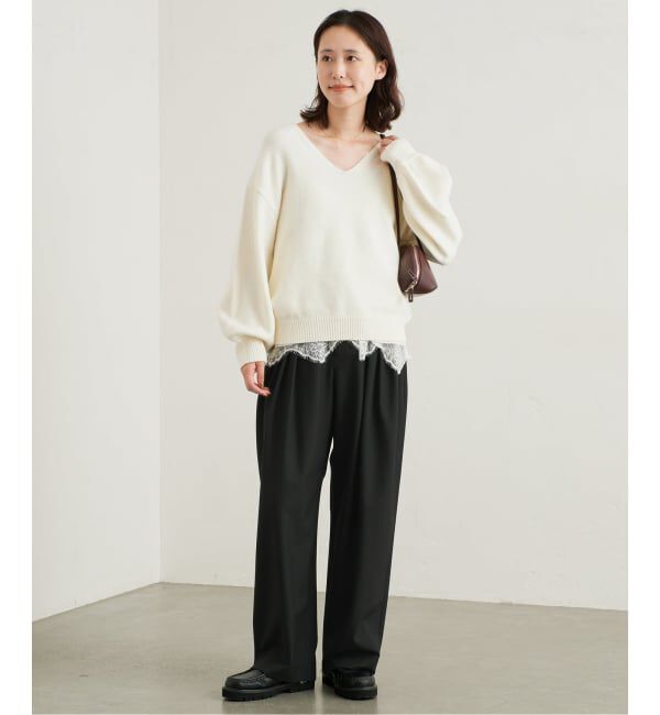 SLOBE IENA「《WEBのみ4サイズ展開/WEB限定カラー/吸湿発熱/予約》CIRCULATE WARM タックパンツ」|スラックス|