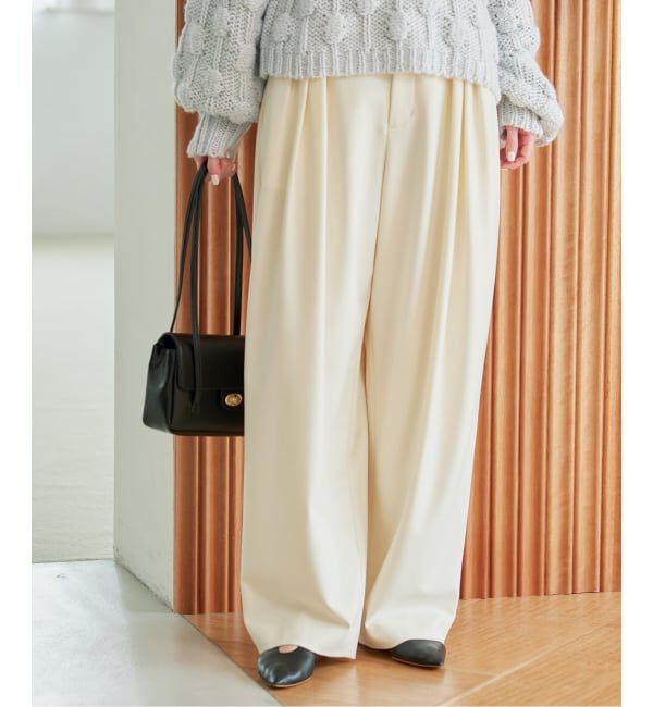 SLOBE IENA「《WEBのみ4サイズ展開/WEB限定カラー/吸湿発熱/予約》CIRCULATE WARM タックパンツ」|スラックス|