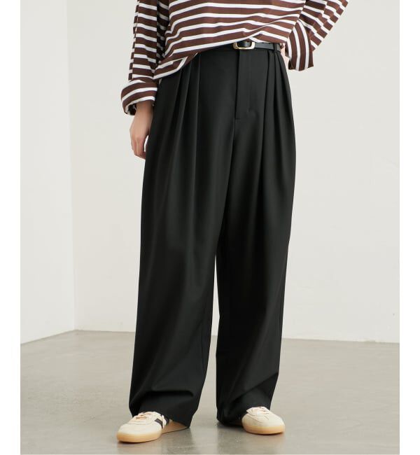 SLOBE IENA「《WEBのみ4サイズ展開/WEB限定カラー/吸湿発熱/予約》CIRCULATE WARM タックパンツ」|スラックス|