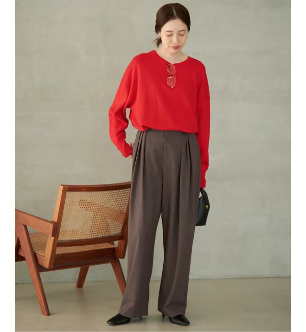 SLOBE IENA「《WEBのみ4サイズ展開/WEB限定カラー/吸湿発熱/予約》CIRCULATE WARM タックパンツ」|スラックス|