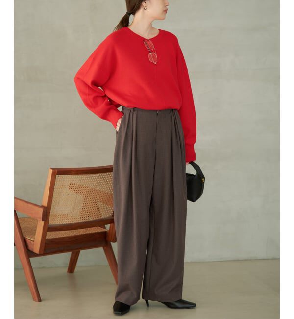 SLOBE IENA「《WEBのみ4サイズ展開/WEB限定カラー/吸湿発熱/予約》CIRCULATE WARM タックパンツ」|スラックス|