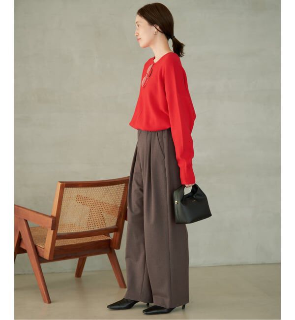 SLOBE IENA「《WEBのみ4サイズ展開/WEB限定カラー/吸湿発熱/予約》CIRCULATE WARM タックパンツ」|スラックス|