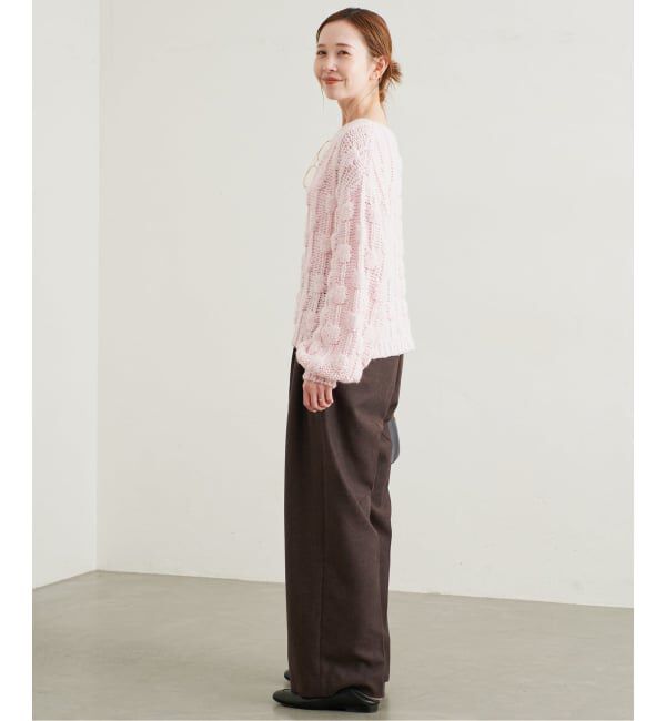 SLOBE IENA「《WEBのみ4サイズ展開/予約》ツィード ベルテット2タックストレートパンツ」|スラックス|