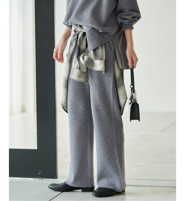 SLOBE IENA「《WEB限定/シリーズあり/予約》ウォッシャブルスムースニットパンツ」|その他|グレー