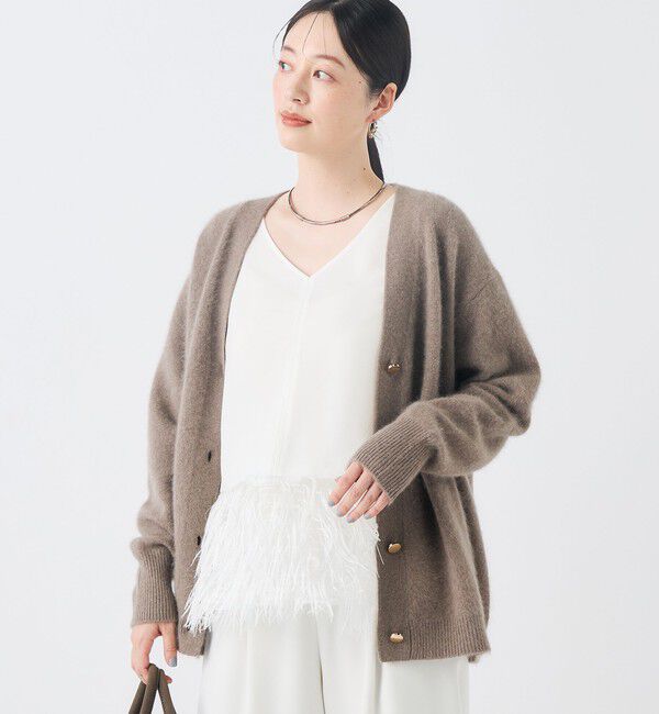 NOLLEY'S「ヘアリー長めVネックカーディガン」|カーディガン|